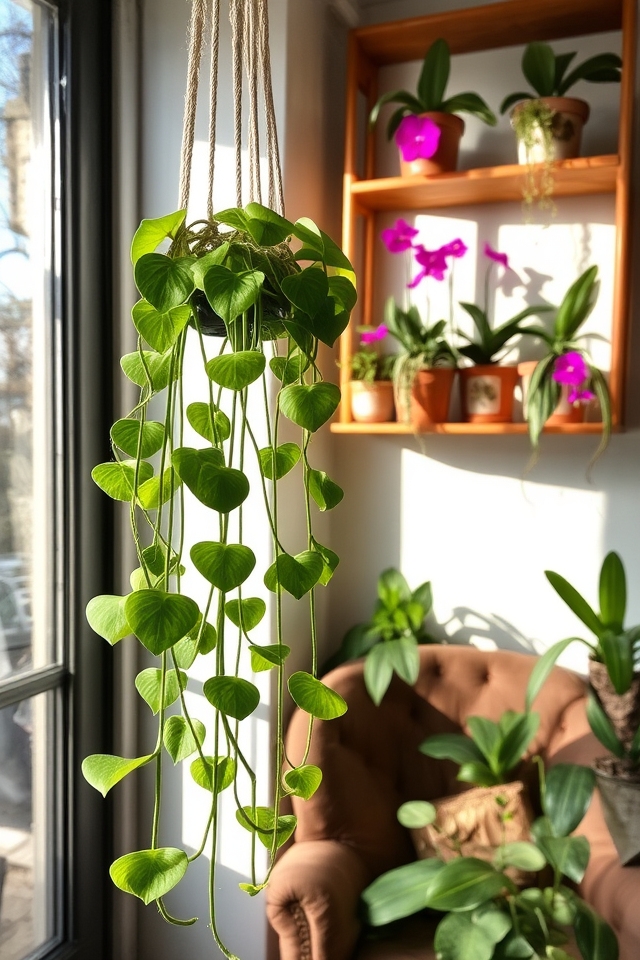 elevate decor with hanging plants