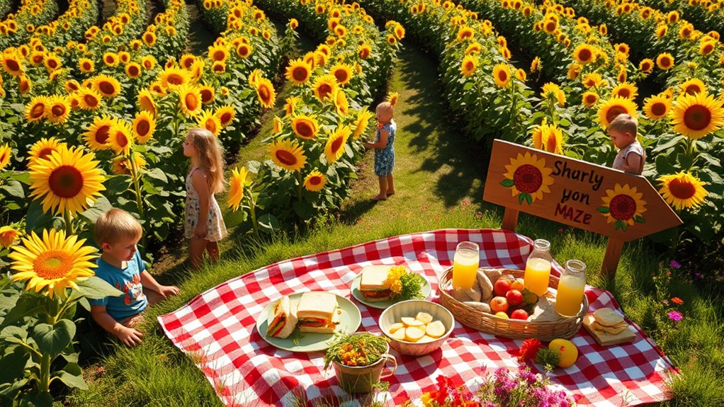 family friendly sunflower maze adventure
