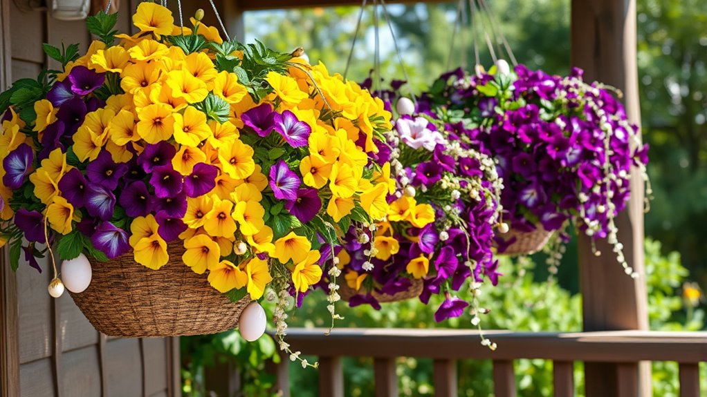 festive easter hanging baskets
