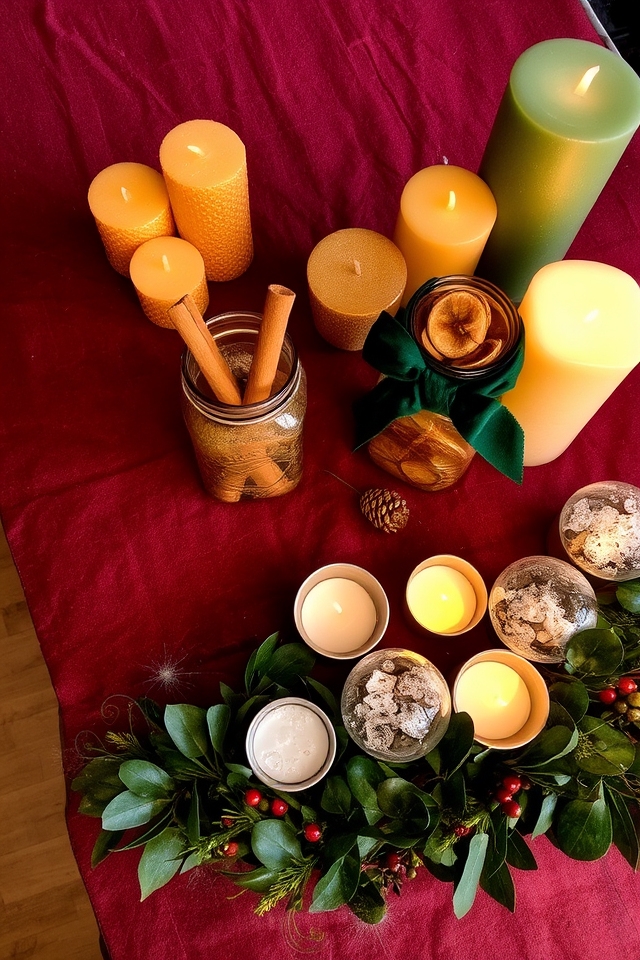 festive seasonal candle arrangements
