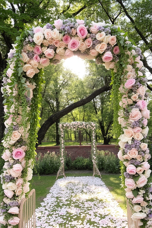 floral archways with greenery
