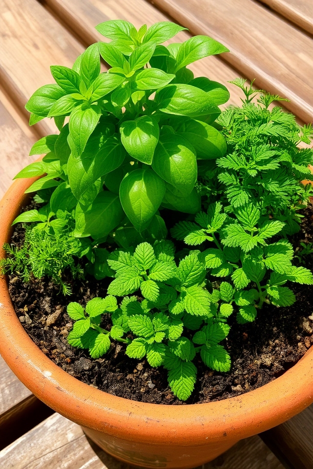 fresh herbs in pots