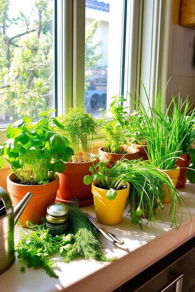 fresh herbs in sunlight
