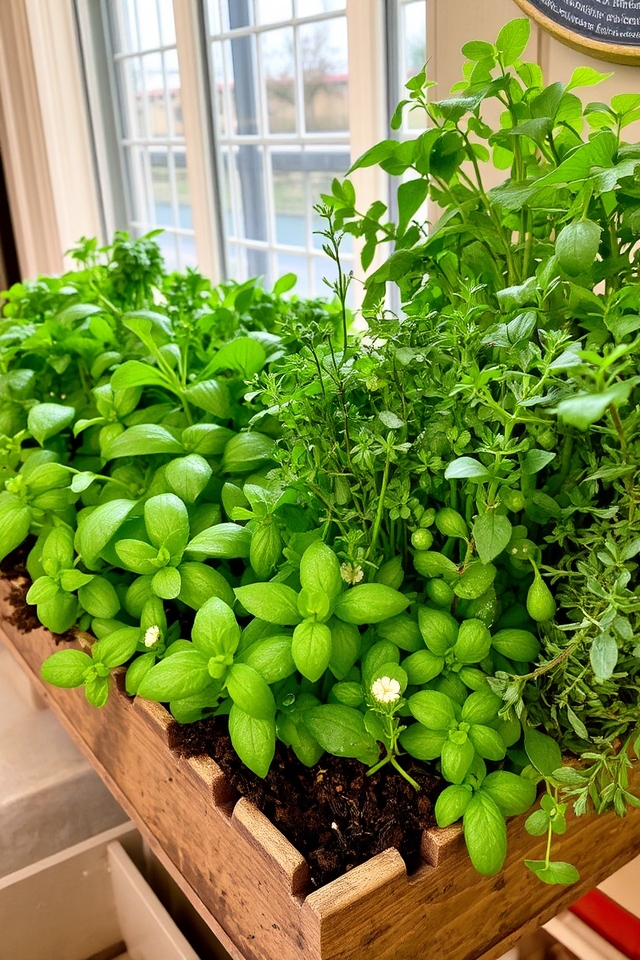 fresh herbs in windowsills
