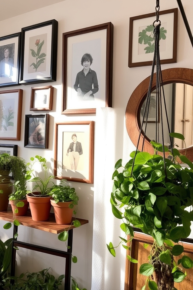 gallery wall with plant accents
