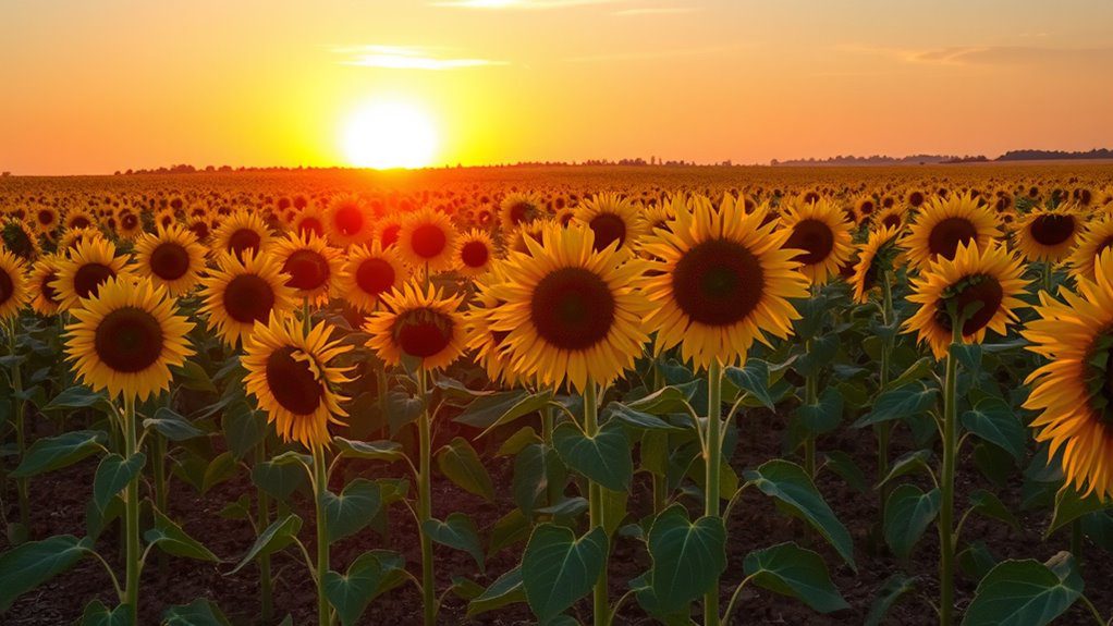 golden sunflower fields glow