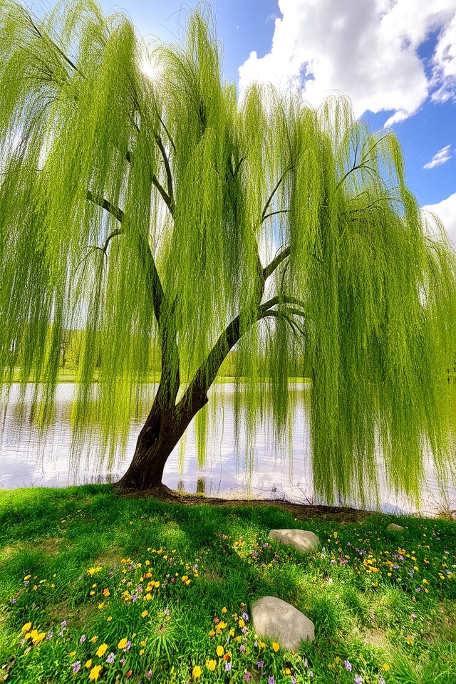 graceful drooping branches tranquility