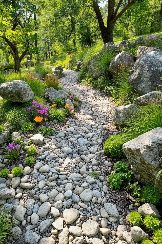 gravel and stone pathways