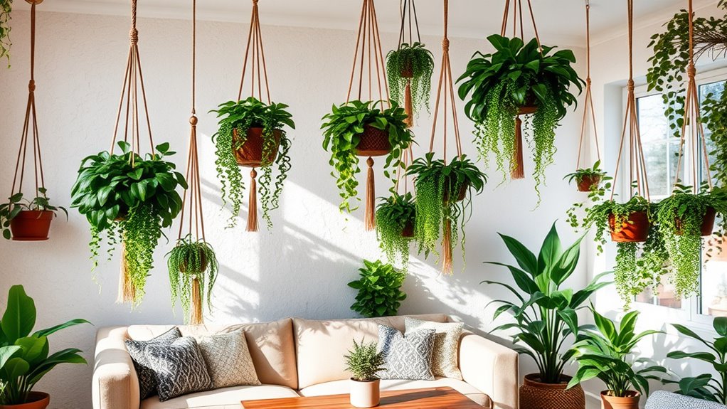 hanging plants for vertical interest