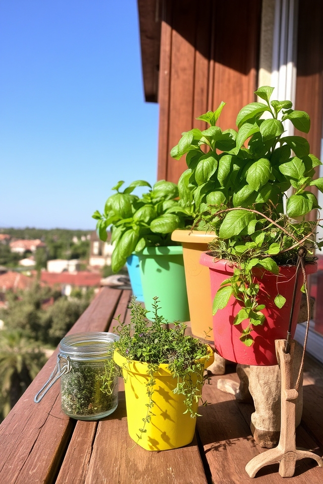 herb garden on railing