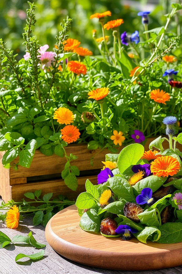 herbs and edible flowers