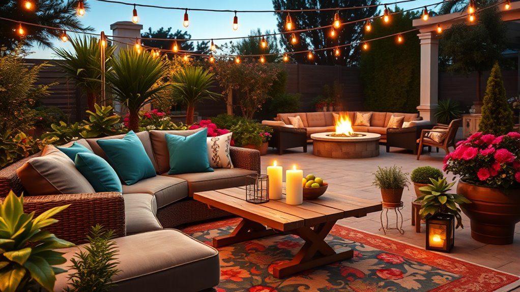 inviting garden seating area
