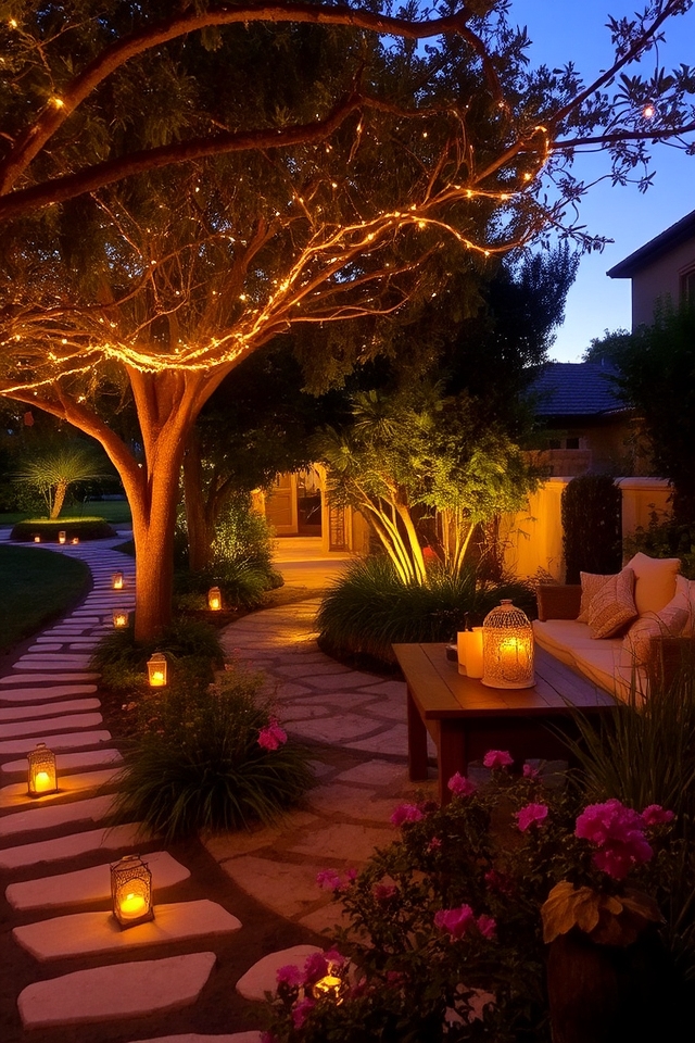 inviting outdoor lighting ambiance