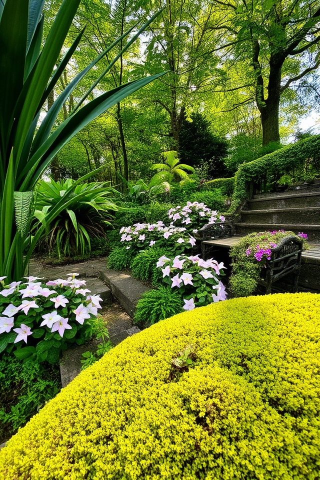 layered shade greenery design