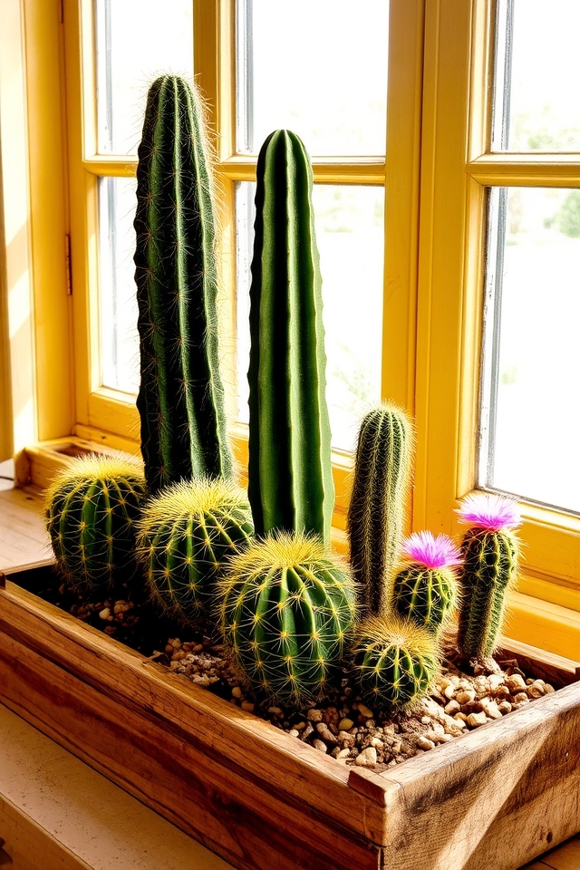 low maintenance cactus window boxes