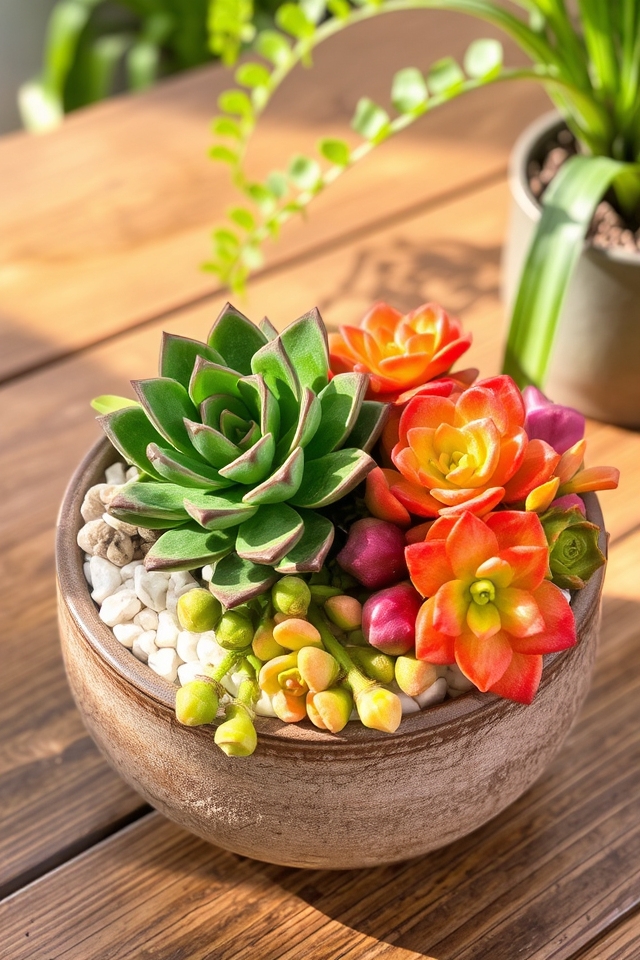 low maintenance succulent garden display