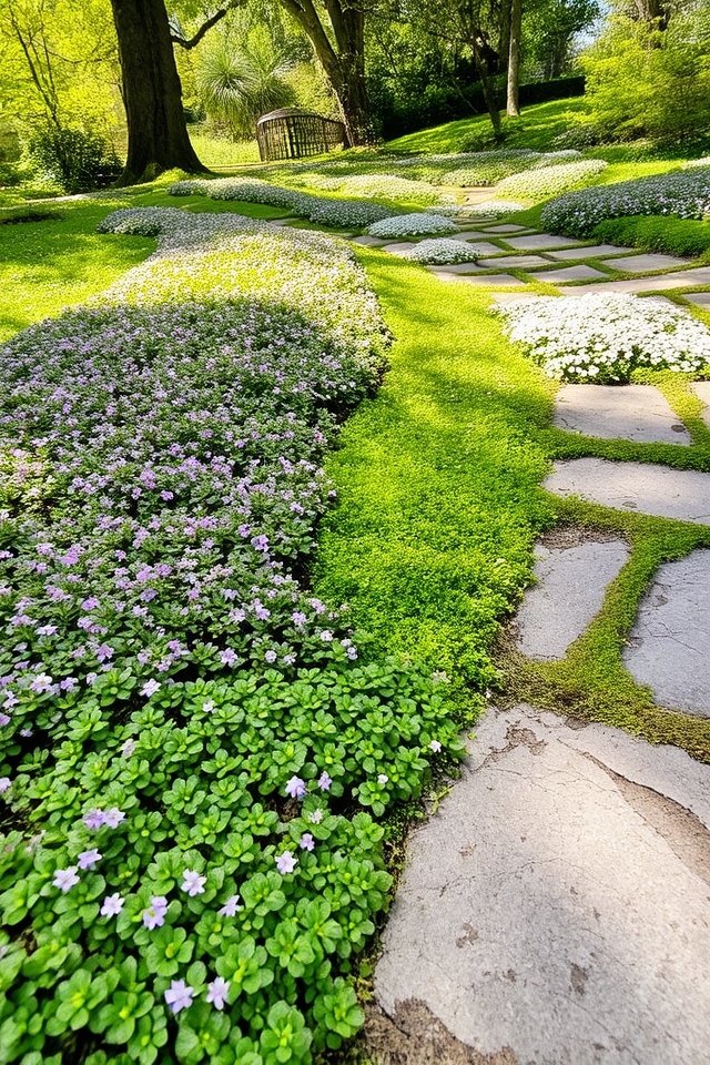 lush colorful walkway groundcovers