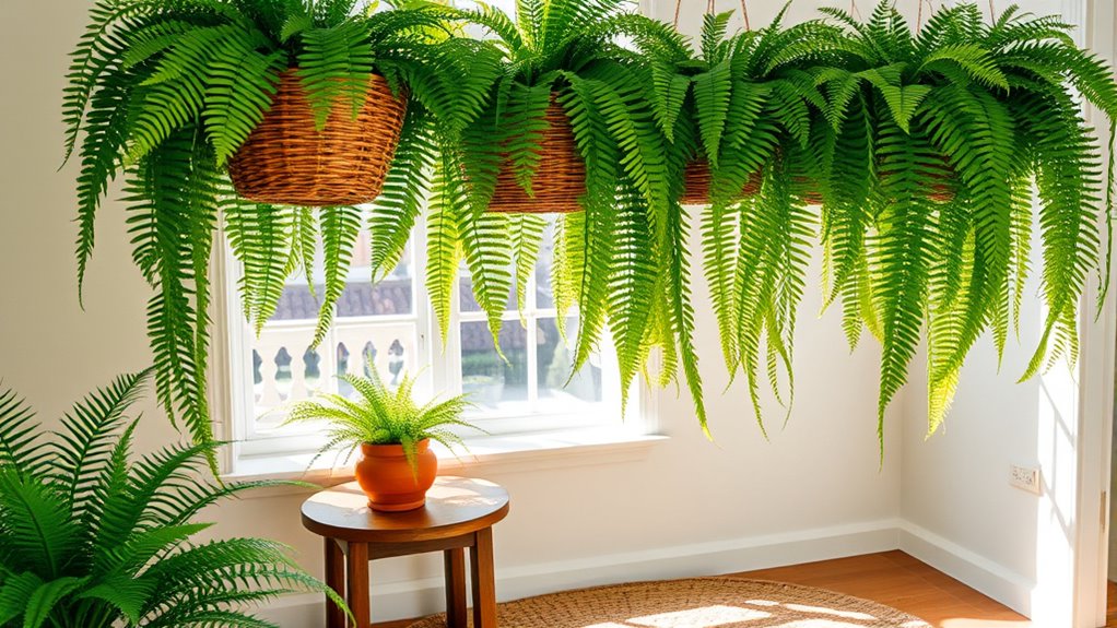 lush ferns for hanging baskets