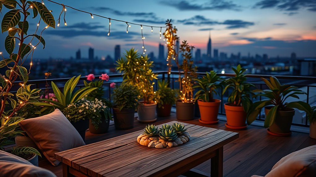 magical rooftop garden ambiance
