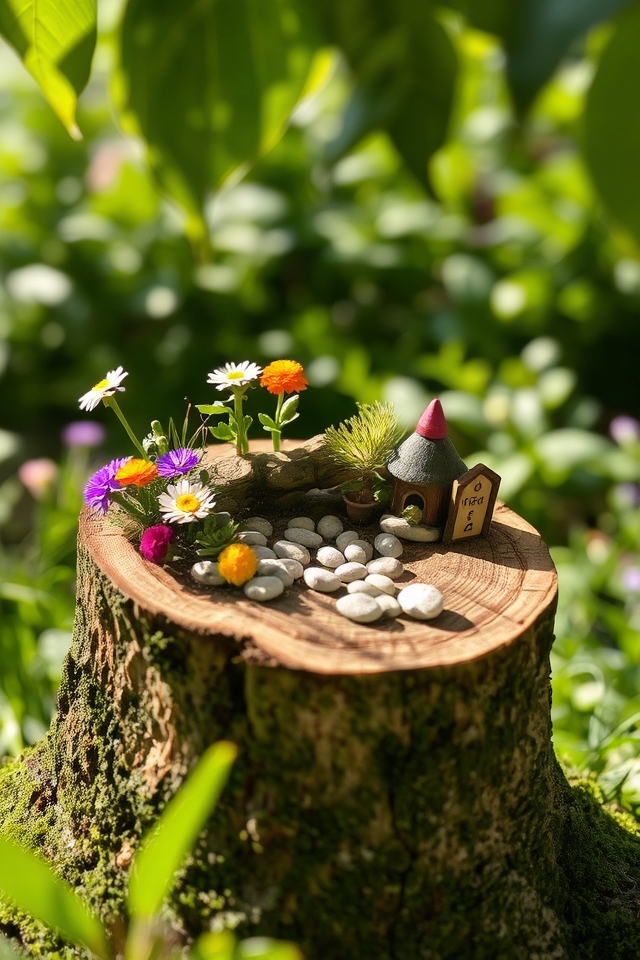 miniature garden stump transformation