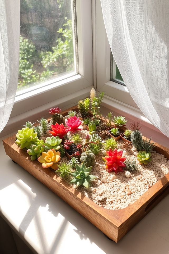 miniature succulent garden setup