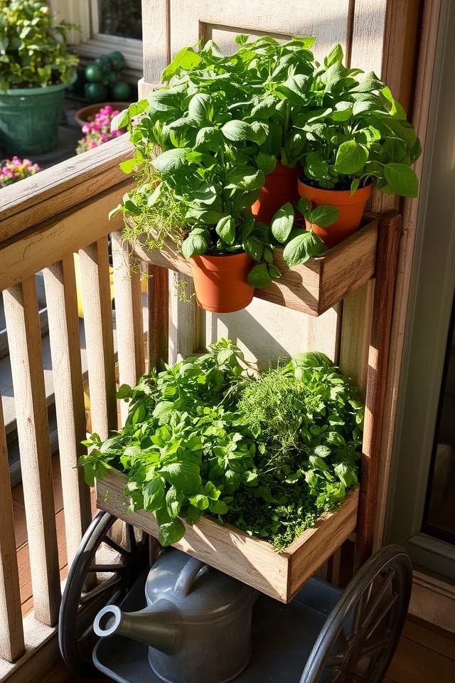 mobile balcony herb garden
