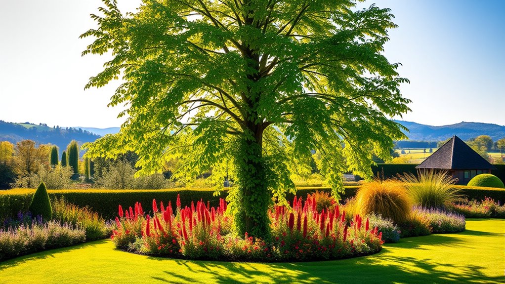 narrow columnar urban tree