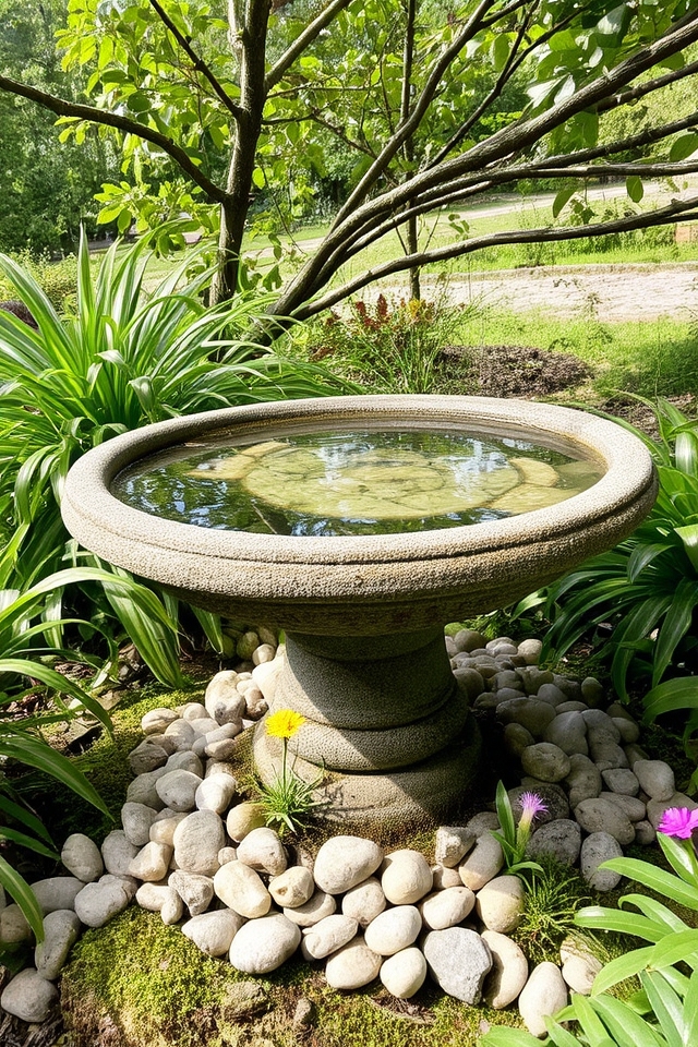 natural birdbath garden oasis