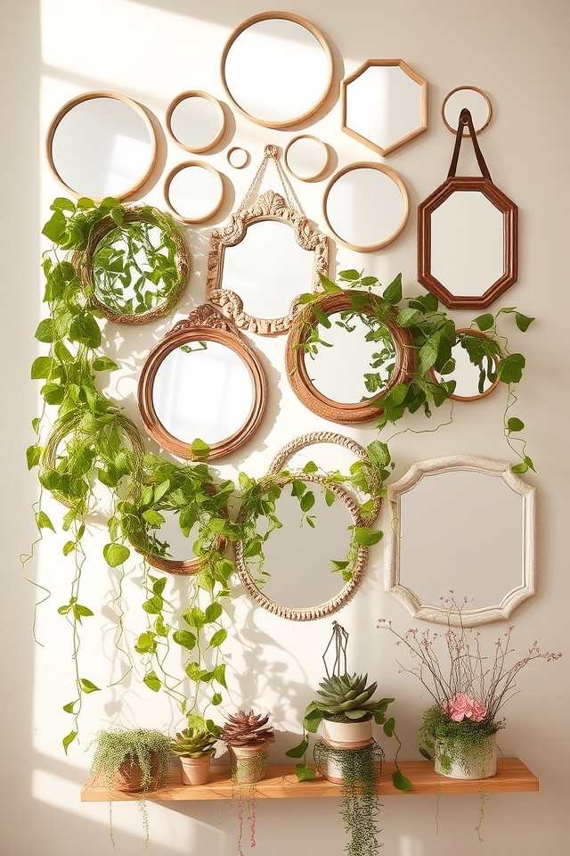 nature inspired decorative mirror collage