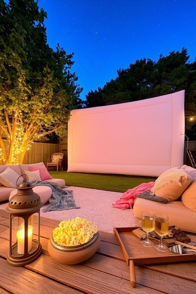 outdoor movie night setup