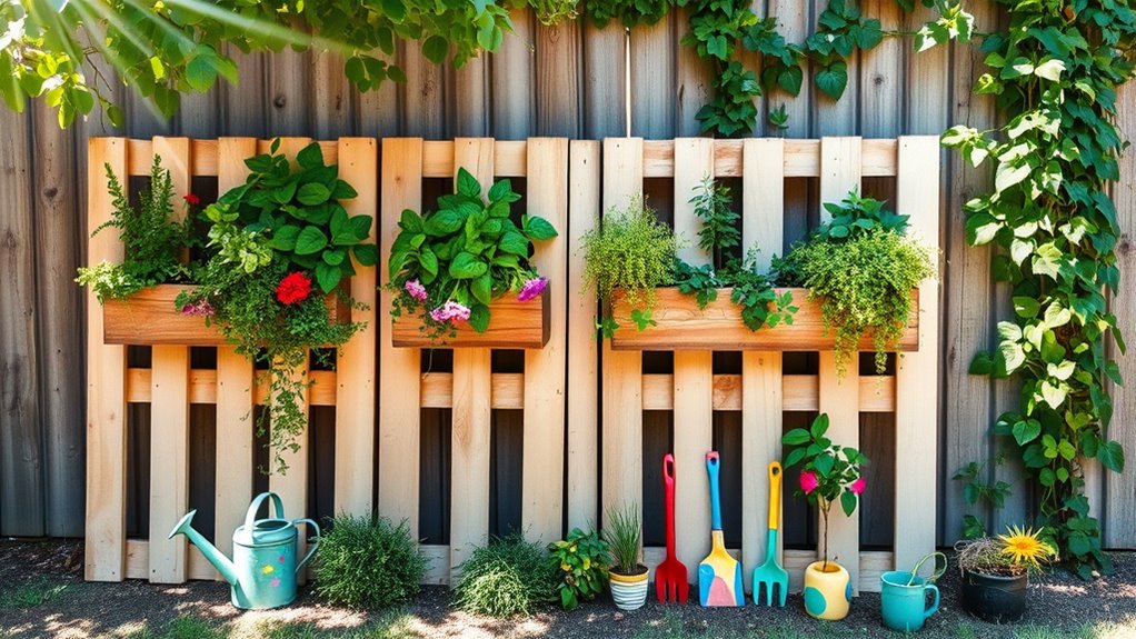 pallets transformed into planters