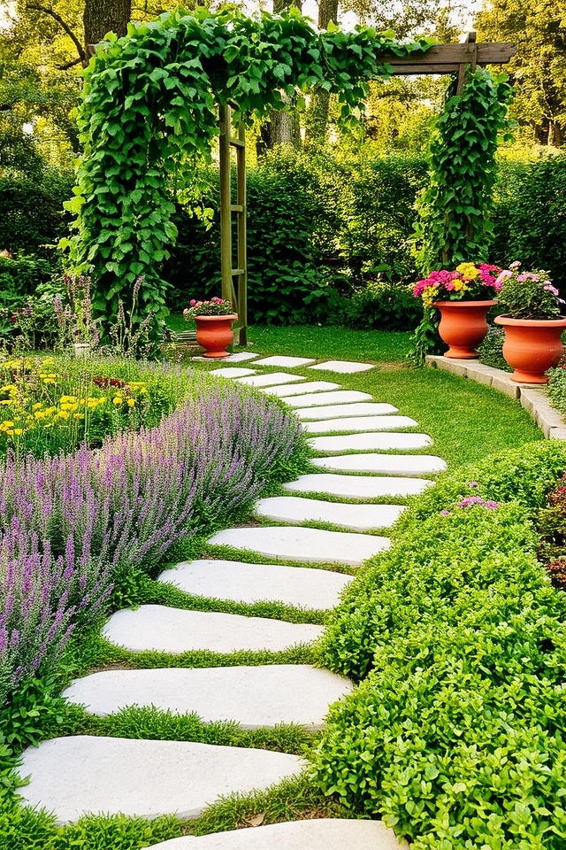 pathways with vibrant plants