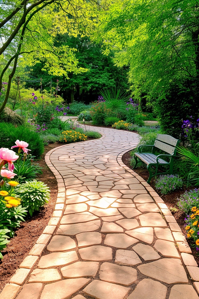 paved pathway enhances garden design