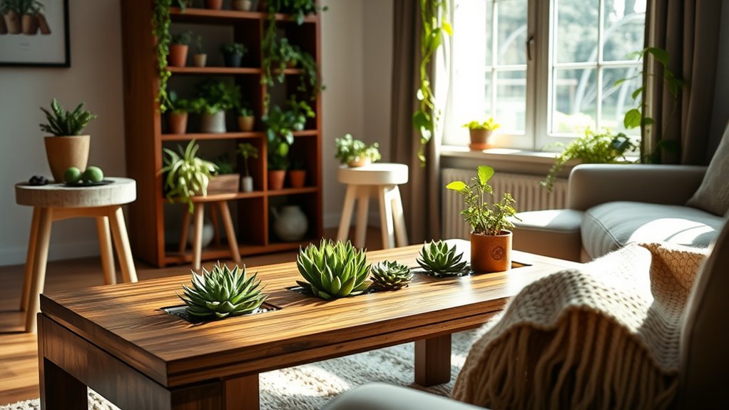 plants integrated into furniture
