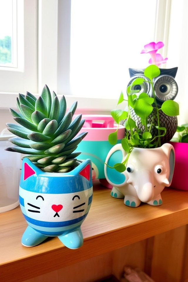 playful animal shaped pots