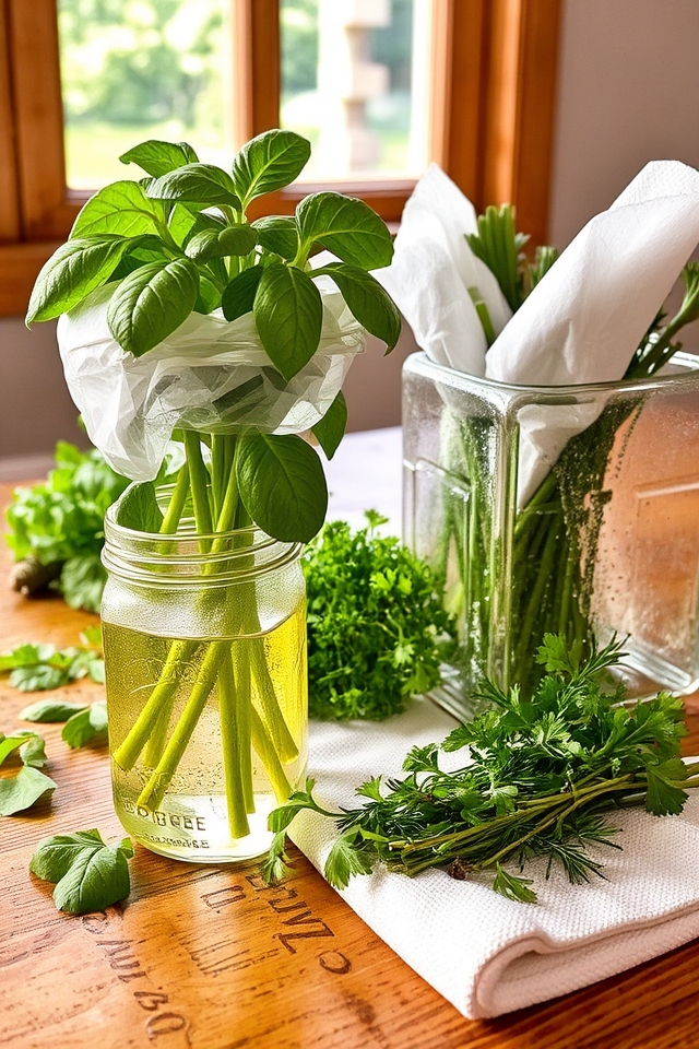 properly store fresh herbs