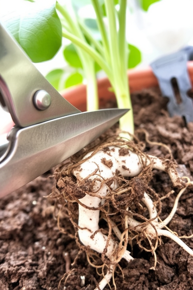 prune roots before potting