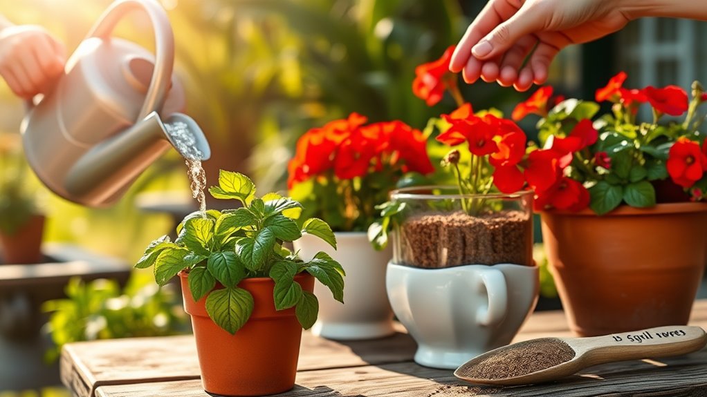 regularly fertilize potted plants