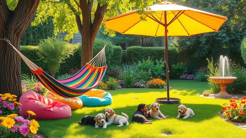 relaxing garden retreat area