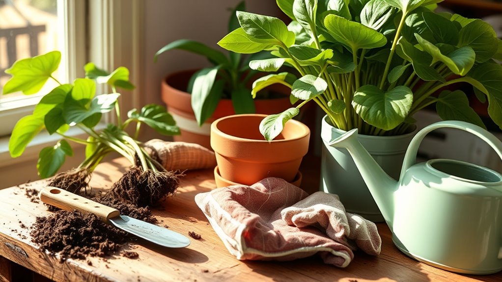 repot indoor plants regularly