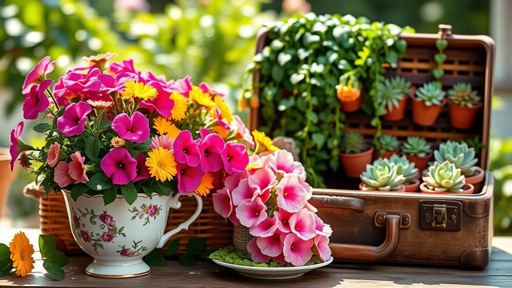 repurposed containers for plants