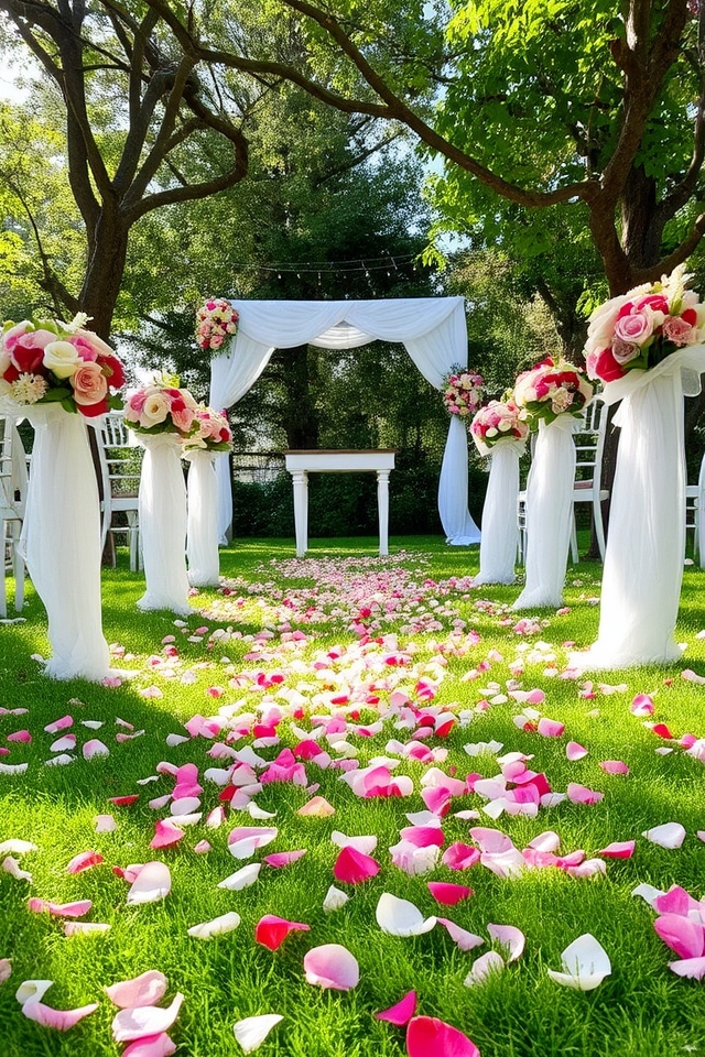 romantic flower petal aisles