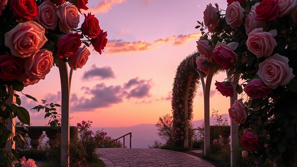 rose arches glow enchantingly