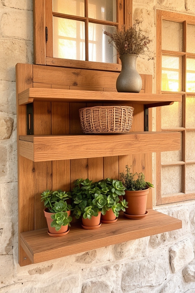 rustic distressed reclaimed shelves