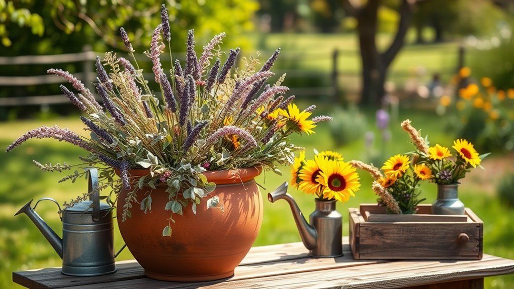 rustic dried flower arrangements