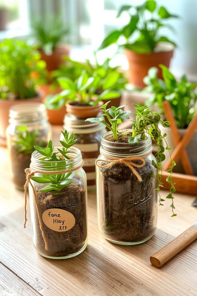 rustic jar plant holders