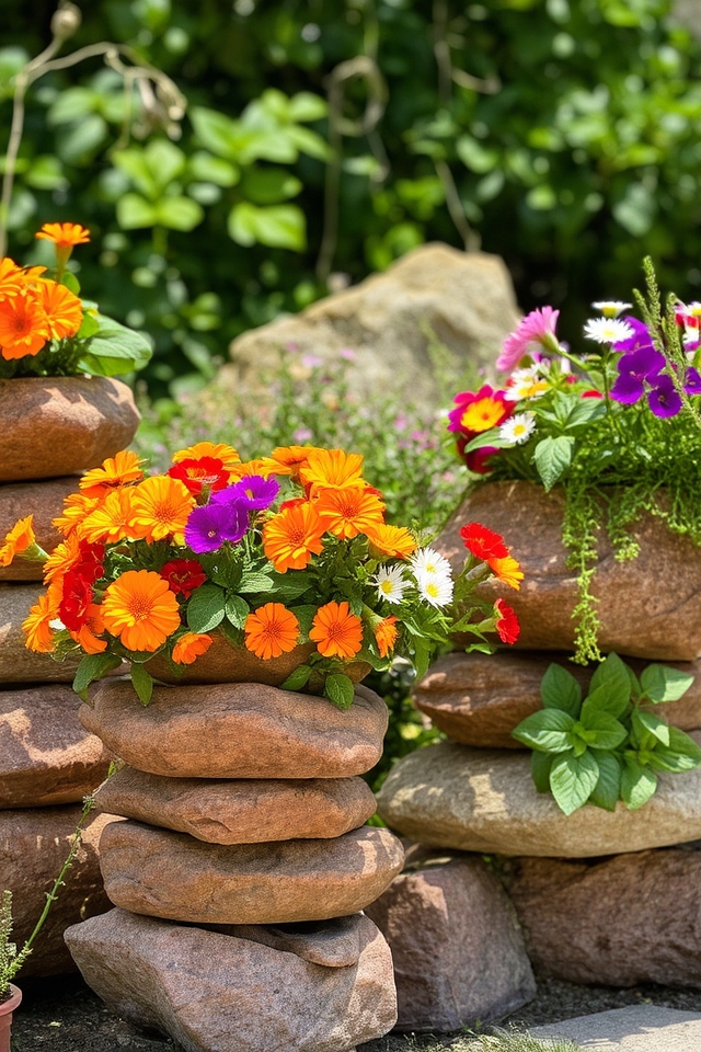 rustic stone planter designs