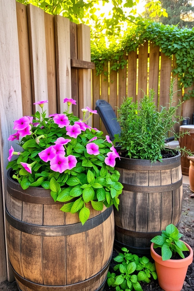 rustic upcycled wine planters