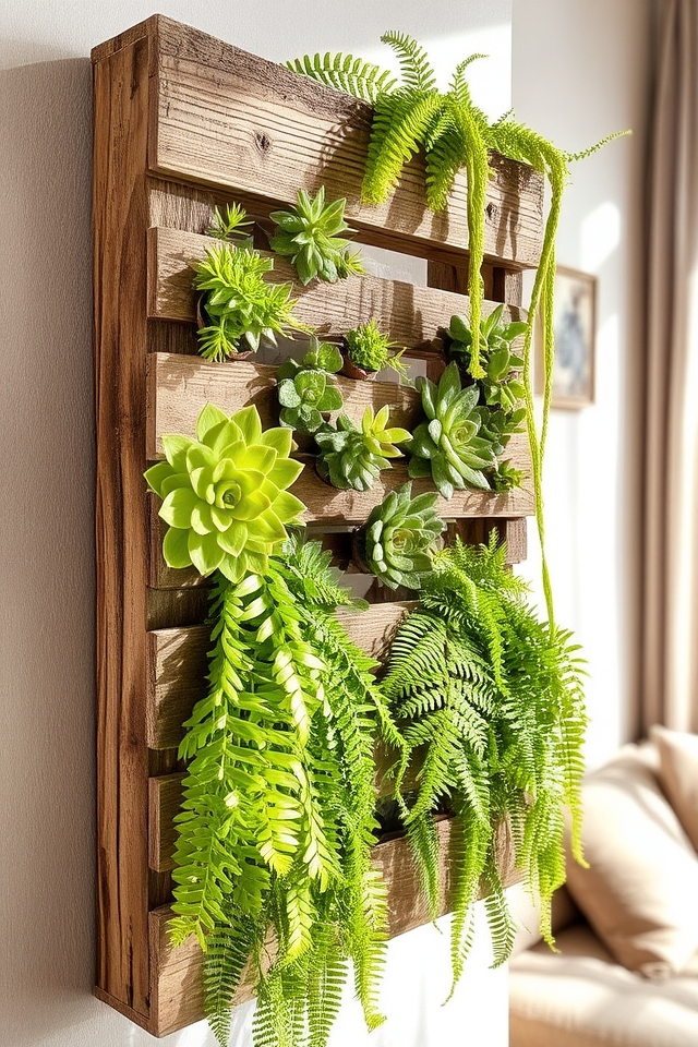 rustic vertical garden display