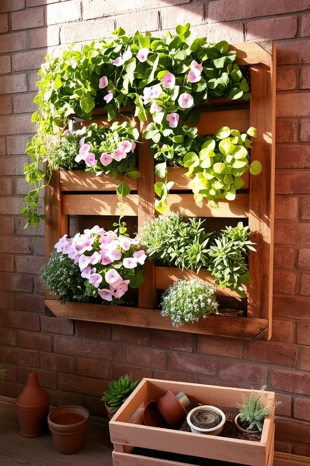 rustic vertical garden planters